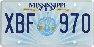 MS license plate XBF970