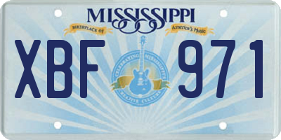 MS license plate XBF971