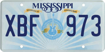 MS license plate XBF973