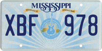 MS license plate XBF978