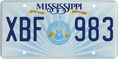 MS license plate XBF983
