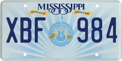 MS license plate XBF984