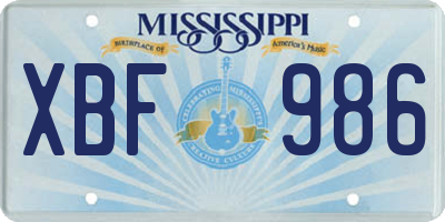 MS license plate XBF986