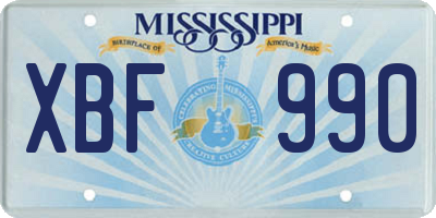 MS license plate XBF990