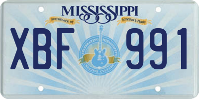 MS license plate XBF991