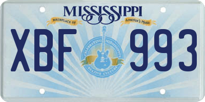 MS license plate XBF993
