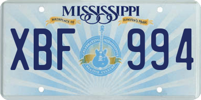 MS license plate XBF994