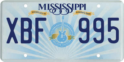MS license plate XBF995
