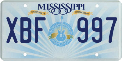 MS license plate XBF997