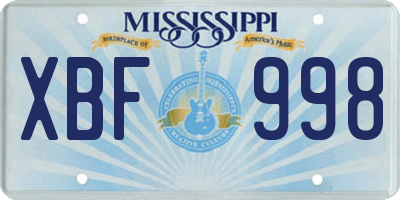 MS license plate XBF998