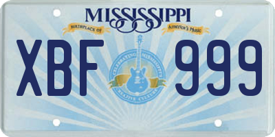 MS license plate XBF999