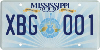 MS license plate XBG001