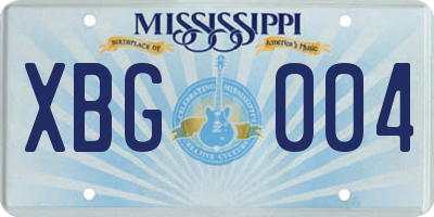 MS license plate XBG004