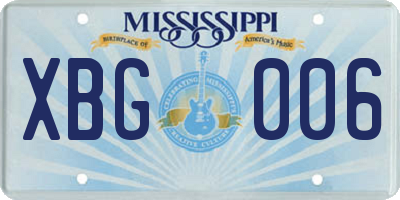 MS license plate XBG006