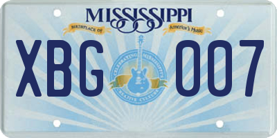 MS license plate XBG007