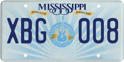 MS license plate XBG008