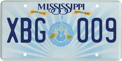 MS license plate XBG009