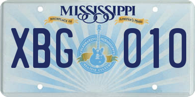 MS license plate XBG010