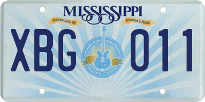 MS license plate XBG011