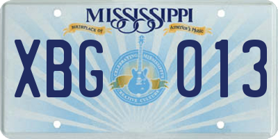 MS license plate XBG013