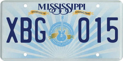 MS license plate XBG015