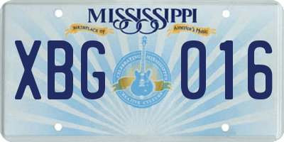 MS license plate XBG016
