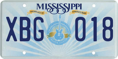 MS license plate XBG018