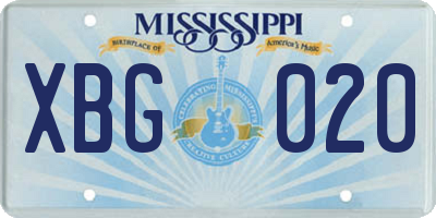 MS license plate XBG020