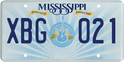 MS license plate XBG021