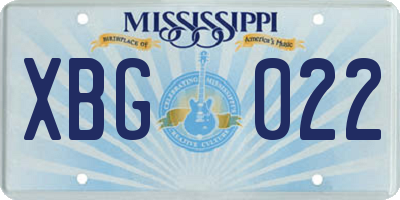 MS license plate XBG022