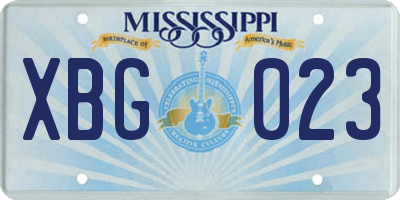 MS license plate XBG023