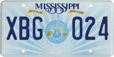 MS license plate XBG024