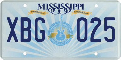 MS license plate XBG025