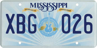 MS license plate XBG026