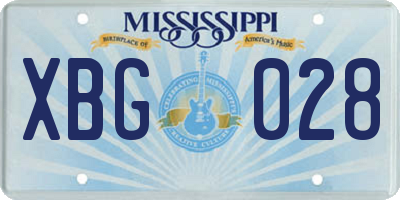 MS license plate XBG028