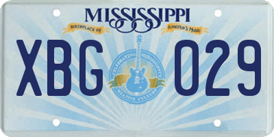 MS license plate XBG029