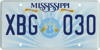 MS license plate XBG030