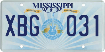 MS license plate XBG031