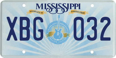 MS license plate XBG032