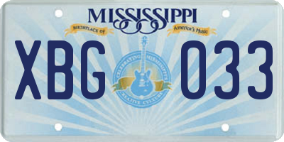 MS license plate XBG033