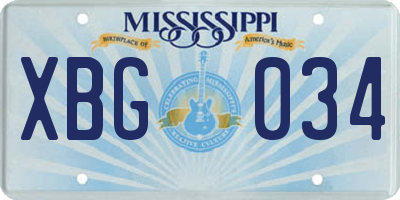 MS license plate XBG034