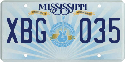 MS license plate XBG035