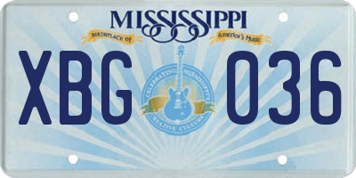 MS license plate XBG036