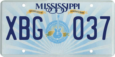 MS license plate XBG037