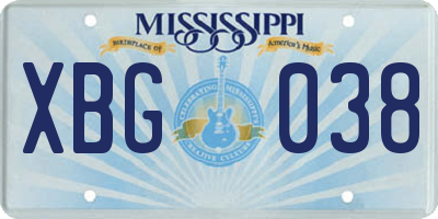 MS license plate XBG038