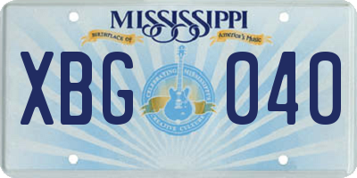 MS license plate XBG040