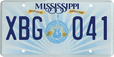 MS license plate XBG041