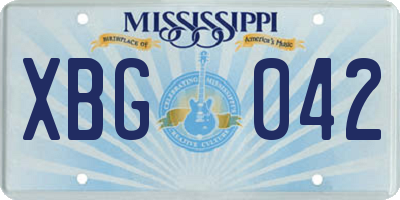MS license plate XBG042