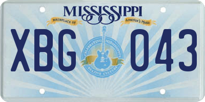 MS license plate XBG043