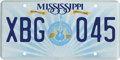 MS license plate XBG045